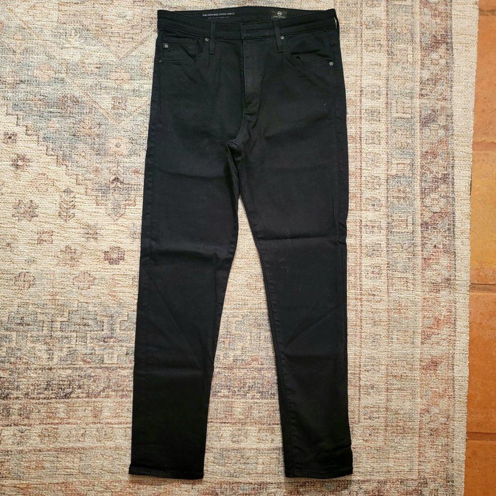 AG Adriano Goldschmied Black High-Rise Stevie Ankle Jeans, Size 29R